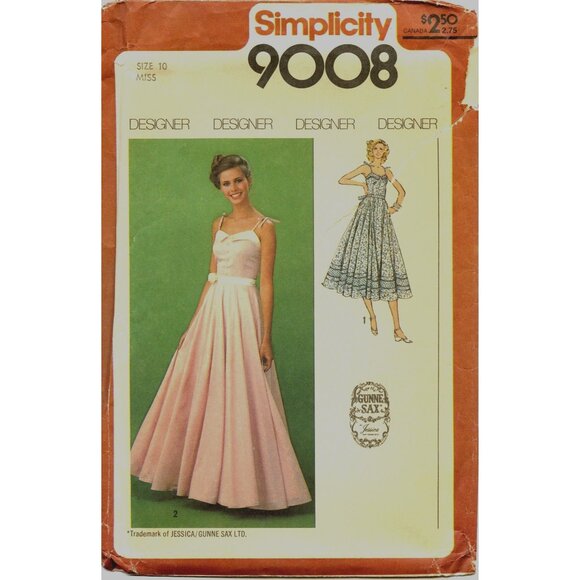 Simplicity 9008 Misses Designer Dress Pattern Size 10 Gunne Sax Jessica Uncut - Picture 1 of 5